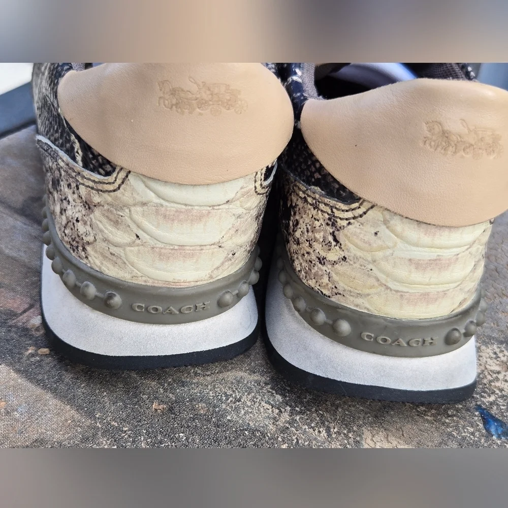Coach Moonlight Anaconda/Nap Sz 9.5 Sneakers Nappa Leather Snake Emboss